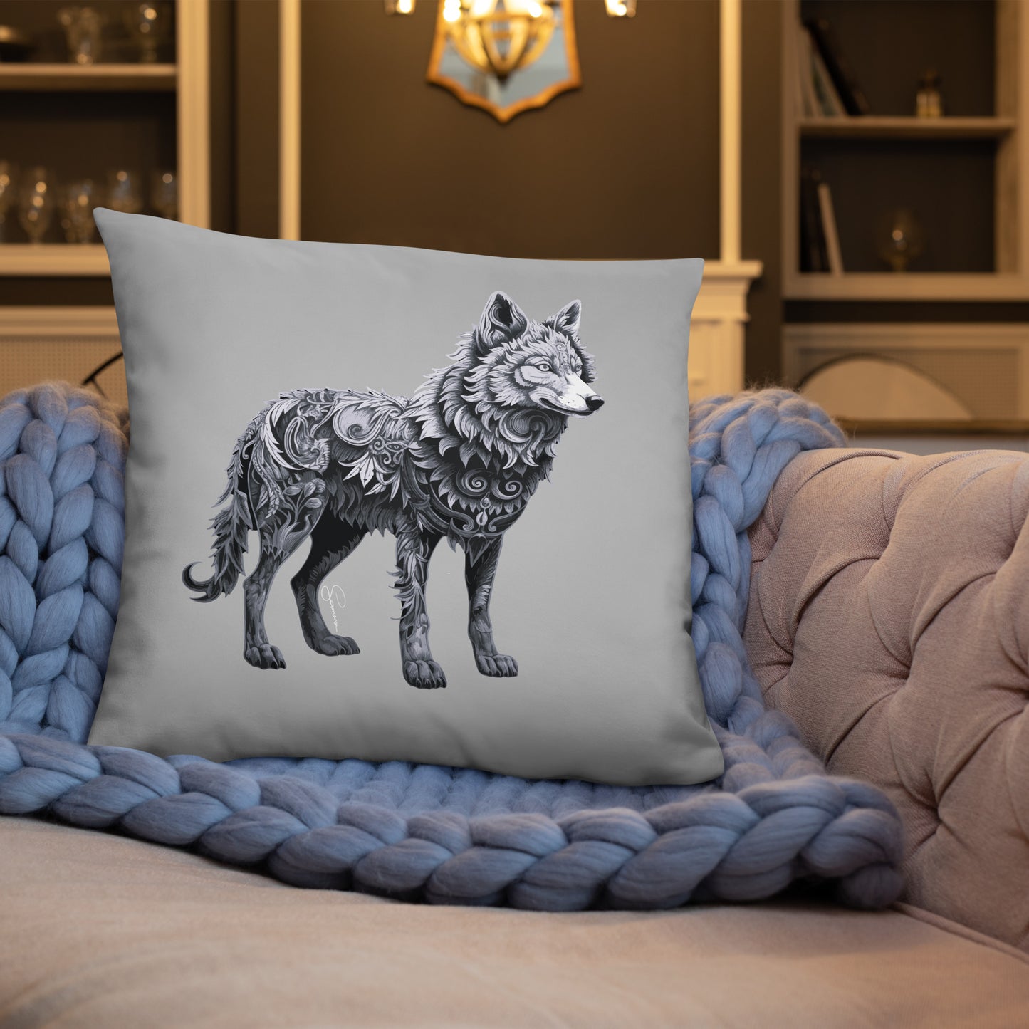 Animal Totem Decorative Pillow - Wolf