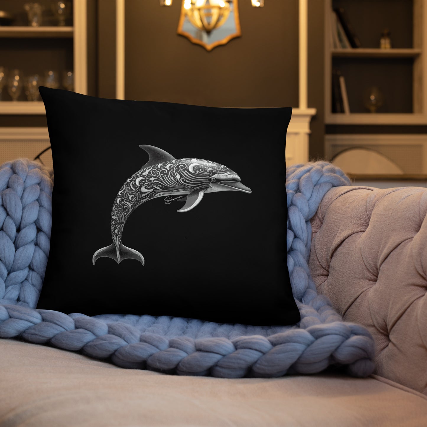 Animal Totem Decorative Pillow - Dolphin