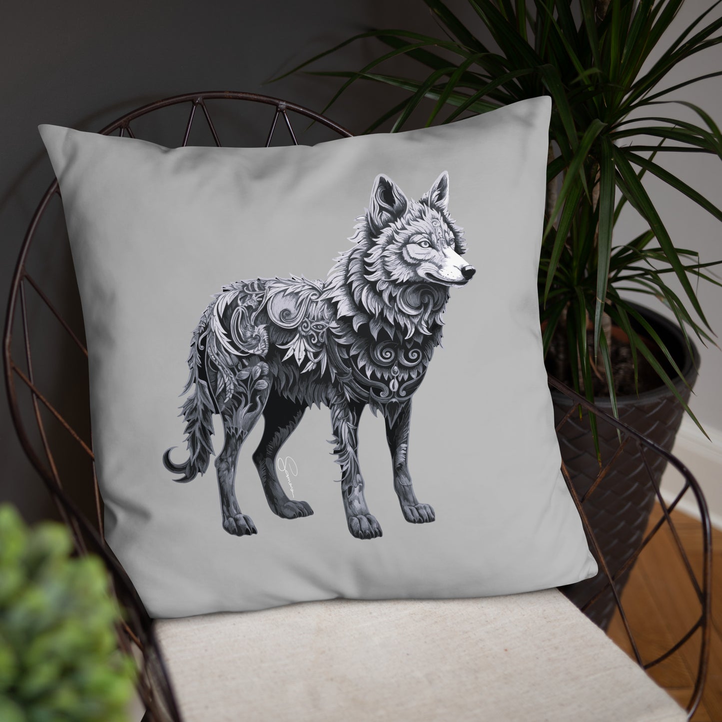 Animal Totem Decorative Pillow - Wolf