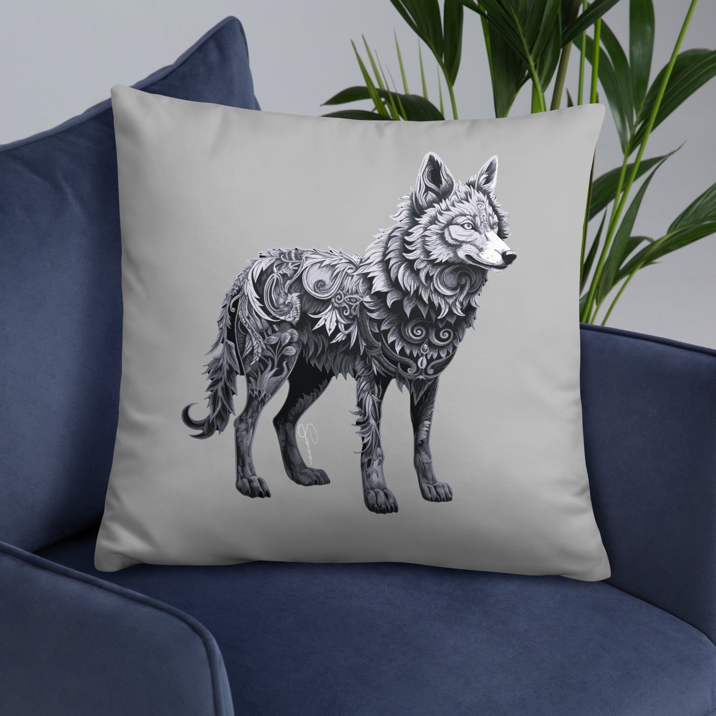 Animal Totem Decorative Pillow - Wolf